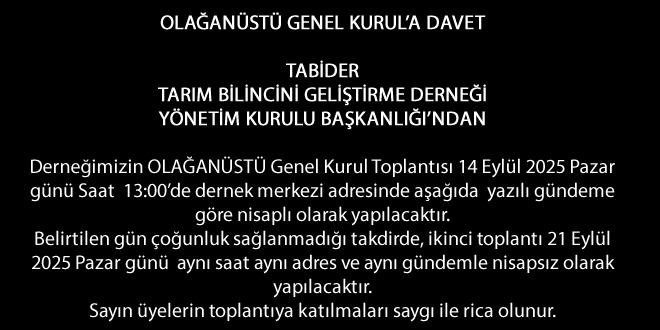 OLAĞANÜSTÜ GENEL KURUL A DAVET